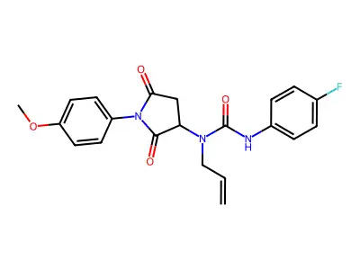 N-allyl-N'-(4-fluorophenyl)-N-[1-(4-methoxyphenyl)-2,5-dioxo-3-pyrrolidinyl]urea structure