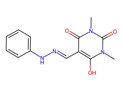 2,4,6(1H,3H,5H)-Pyrimidinetrione, 1,3-dimethyl-5-[(2-phenylhydrazinyl)methylene]- structure