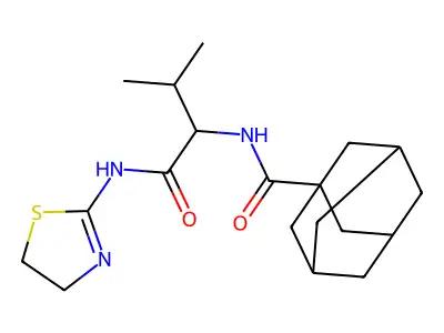 N-[1-(4,5-dihydro-1,3-thiazol-2-ylamino)-3-methyl-1-oxobutan-2-yl]adamantane-1-carboxamide structure