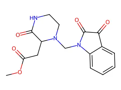 methyl {1-[(2,3-dioxo-2,3-dihydro-1H-indol-1-yl)methyl]-3-oxopiperazin-2-yl}acetate structure