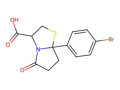 7a-(4-Bromophenyl)-5-oxo-hexahydropyrrolo[2,1-b][1,3]thiazole-3-carboxylic acid structure