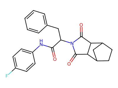 2-(1,3-dioxooctahydro-2H-4,7-methanoisoindol-2-yl)-N-(4-fluorophenyl)-3-phenylpropanamide structure