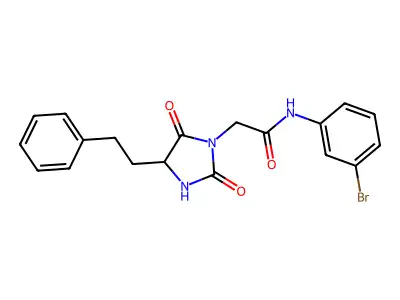 N-(3-bromophenyl)-2-[2,5-dioxo-4-(2-phenylethyl)imidazolidin-1-yl]acetamide structure