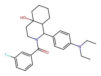 {1-[4-(diethylamino)phenyl]-4a-hydroxyoctahydroisoquinolin-2(1H)-yl}(3-fluorophenyl)methanone structure