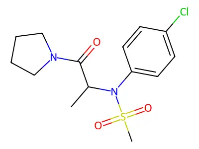 N-(4-chlorophenyl)-N-(1-oxo-1-pyrrolidin-1-ylpropan-2-yl)methanesulfonamide structure