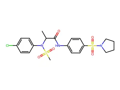 2-(4-chloro-N-methylsulfonylanilino)-N-(4-pyrrolidin-1-ylsulfonylphenyl)propanamide structure