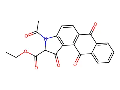 Ethyl 3-acetyl-2,3,6,11-tetrahydro-1,6,11-trioxo-1H-naphth[2,3-e]indole-2-carboxylate structure