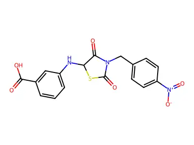 3-((3-(4-Nitrobenzyl)-2,4-dioxothiazolidin-5-yl)amino)benzoic acid structure