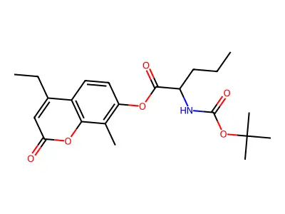 4-ethyl-8-methyl-2-oxo-2H-chromen-7-yl N-(tert-butoxycarbonyl)norvalinate structure
