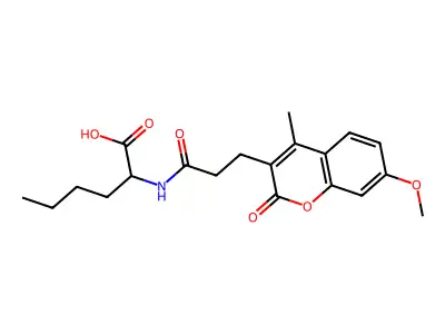 N-[3-(7-methoxy-4-methyl-2-oxo-2H-chromen-3-yl)propanoyl]norleucine structure