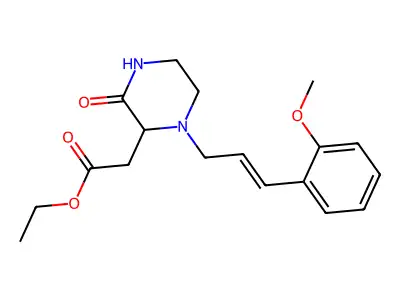 Ethyl {1-[3-(2-methoxyphenyl)prop-2-en-1-yl]-3-oxopiperazin-2-yl}acetate structure