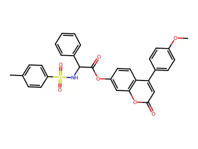 [4-(4-methoxyphenyl)-2-oxochromen-7-yl] (2R)-2-[(4-methylphenyl)sulfonylamino]-2-phenylacetate structure