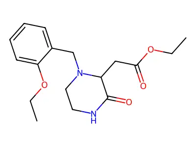 Ethyl [1-(2-ethoxybenzyl)-3-oxopiperazin-2-yl]acetate structure
