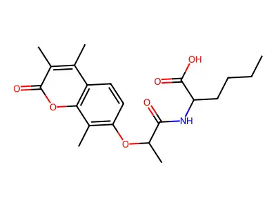 N-{2-[(3,4,8-trimethyl-2-oxo-2H-chromen-7-yl)oxy]propanoyl}norleucine structure