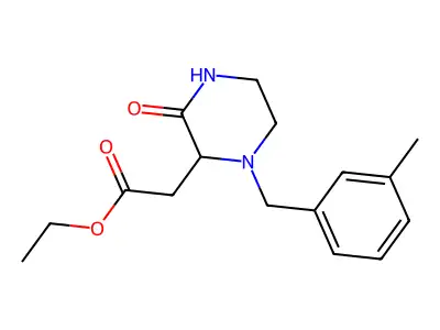 Ethyl 2-{1-[(3-methylphenyl)methyl]-3-oxopiperazin-2-yl}acetate structure