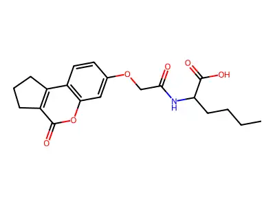 N-{[(4-oxo-1,2,3,4-tetrahydrocyclopenta[c]chromen-7-yl)oxy]acetyl}norleucine structure