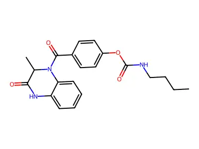 4-{[2-methyl-3-oxo-3,4-dihydro-1(2H)-quinoxalinyl]carbonyl}phenyl N-butylcarbamate structure
