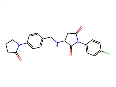 1-(4-chlorophenyl)-3-[[4-(2-oxopyrrolidin-1-yl)phenyl]methylamino]pyrrolidine-2,5-dione structure