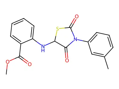 Methyl 2-{[3-(3-methylphenyl)-2,4-dioxo-1,3-thiazolidin-5-yl]amino}benzoate structure