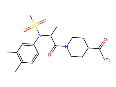 1-[N-(3,4-dimethylphenyl)-N-(methylsulfonyl)alanyl]piperidine-4-carboxamide structure