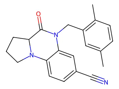 5-(2,5-dimethylbenzyl)-4-oxo-1,2,3,3a,4,5-hexahydropyrrolo[1,2-a]quinoxaline-7-carbonitrile structure