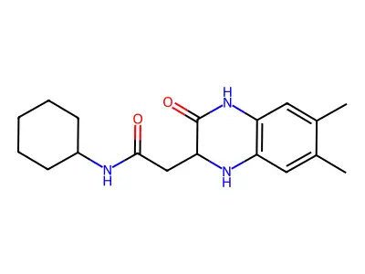 N-cyclohexyl-2-(6,7-dimethyl-3-oxo-1,2,3,4-tetrahydroquinoxalin-2-yl)acetamide structure