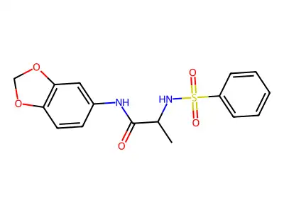 2-(benzenesulfonamido)-N-(1,3-benzodioxol-5-yl)propanamide structure