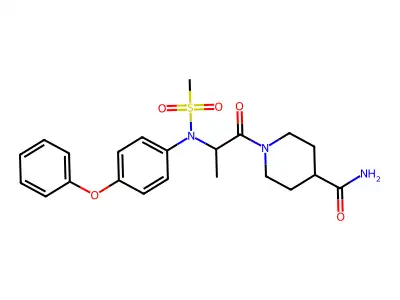 1-[N-(methylsulfonyl)-N-(4-phenoxyphenyl)alanyl]piperidine-4-carboxamide structure