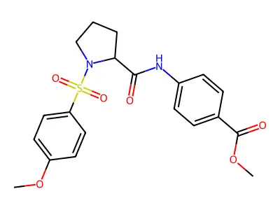 Methyl 4-({1-[(4-methoxyphenyl)sulfonyl]prolyl}amino)benzoate structure