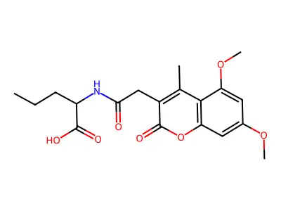 N-[(5,7-dimethoxy-4-methyl-2-oxo-2H-chromen-3-yl)acetyl]norvaline structure