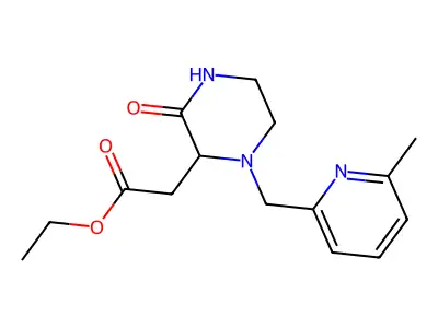 Ethyl 2-(1-((6-methylpyridin-2-yl)methyl)-3-oxopiperazin-2-yl)acetate structure