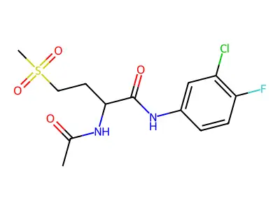 2-acetamido-N-(3-chloro-4-fluorophenyl)-4-(methylsulfonyl)butanamide structure