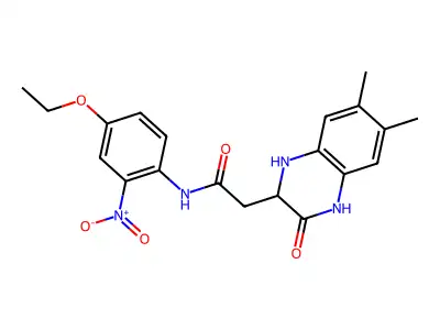 2-(6,7-dimethyl-3-oxo-1,2,3,4-tetrahydroquinoxalin-2-yl)-N-(4-ethoxy-2-nitrophenyl)acetamide structure