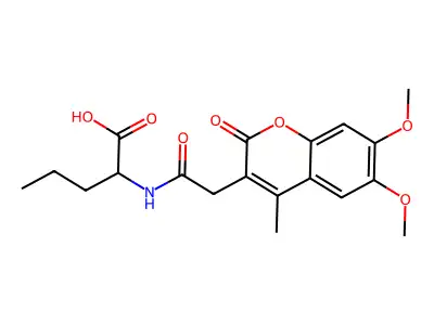 N-[(6,7-dimethoxy-4-methyl-2-oxo-2H-chromen-3-yl)acetyl]norvaline structure