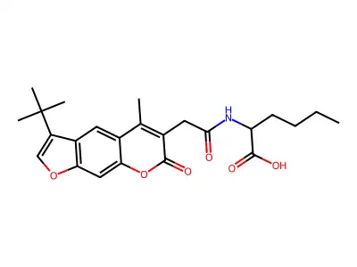 N-[(3-tert-butyl-5-methyl-7-oxo-7H-furo[3,2-g]chromen-6-yl)acetyl]norleucine structure