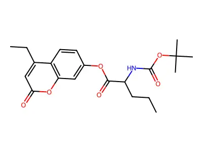 4-ethyl-2-oxo-2H-chromen-7-yl N-(tert-butoxycarbonyl)norvalinate structure