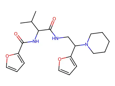 N-[2-(furan-2-yl)-2-(piperidin-1-yl)ethyl]-2-[(furan-2-yl)formamido]-3-methylbutanamide structure