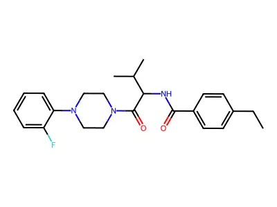 4-ethyl-N-[1-[4-(2-fluorophenyl)piperazin-1-yl]-3-methyl-1-oxobutan-2-yl]benzamide structure