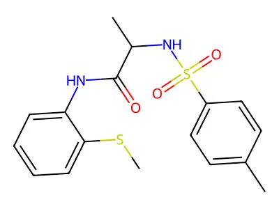 2-[(4-methylphenyl)sulfonylamino]-N-(2-methylsulfanylphenyl)propanamide structure
