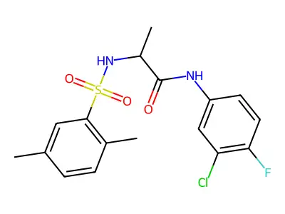 N-(3-chloro-4-fluorophenyl)-2-[(2,5-dimethylphenyl)sulfonylamino]propanamide structure