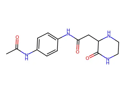 N-(4-acetamidophenyl)-2-(3-oxopiperazin-2-yl)acetamide structure