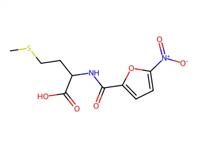 4-(Methylsulfanyl)-2-[(5-nitrofuran-2-yl)formamido]butanoic acid structure