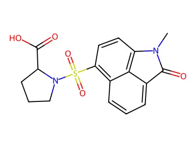 1-[(1-Methyl-2-oxo-1,2-dihydrobenzo[cd]indol-6-yl)sulfonyl]proline structure