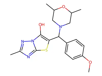 5-((2,6-dimethylmorpholino)(4-methoxyphenyl)methyl)-2-methylthiazolo[3,2-b][1,2,4]triazol-6-ol structure