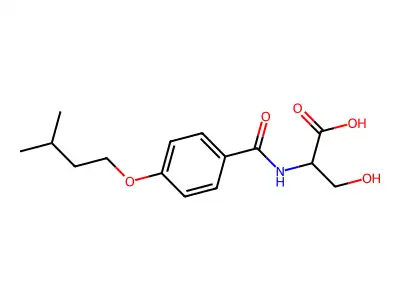 3-Hydroxy-2-[4-(3-methyl-butoxy)-benzoylamino]-propionic acid structure