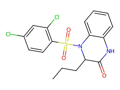 4-[(2,4-dichlorophenyl)sulfonyl]-3-propyl-3,4-dihydro-2(1H)-quinoxalinone structure