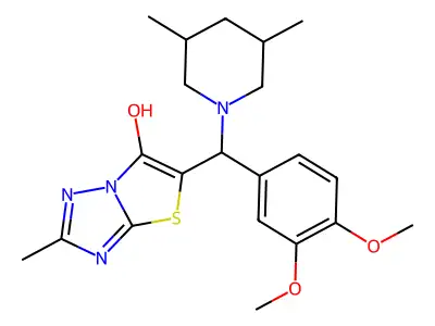 5-((3,4-dimethoxyphenyl)(3,5-dimethylpiperidin-1-yl)methyl)-2-methylthiazolo[3,2-b][1,2,4]triazol-6-ol structure