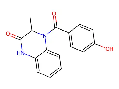 4-(4-hydroxybenzoyl)-3-methyl-3,4-dihydro-2(1H)-quinoxalinone structure