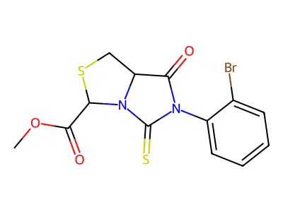 methyl 6-(2-bromophenyl)-7-oxo-5-thioxotetrahydro-1H-imidazo[1,5-c][1,3]thiazole-3-carboxylate structure