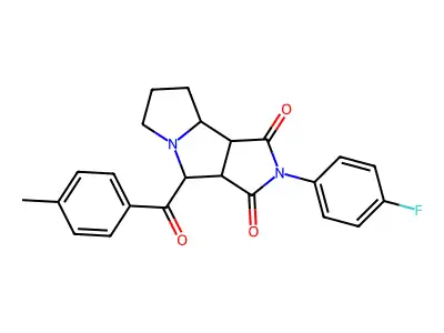 2-(4-fluorophenyl)-4-[(4-methylphenyl)carbonyl]hexahydropyrrolo[3,4-a]pyrrolizine-1,3(2H,4H)-dione structure